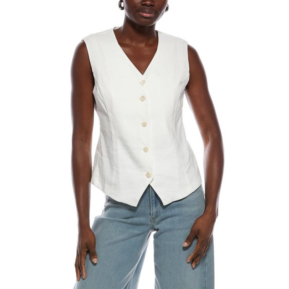 Marc Cain Womens Linen-Blend Vest, White